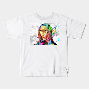 Mona Lisa Colorful Grunge Portrait Kids T-Shirt